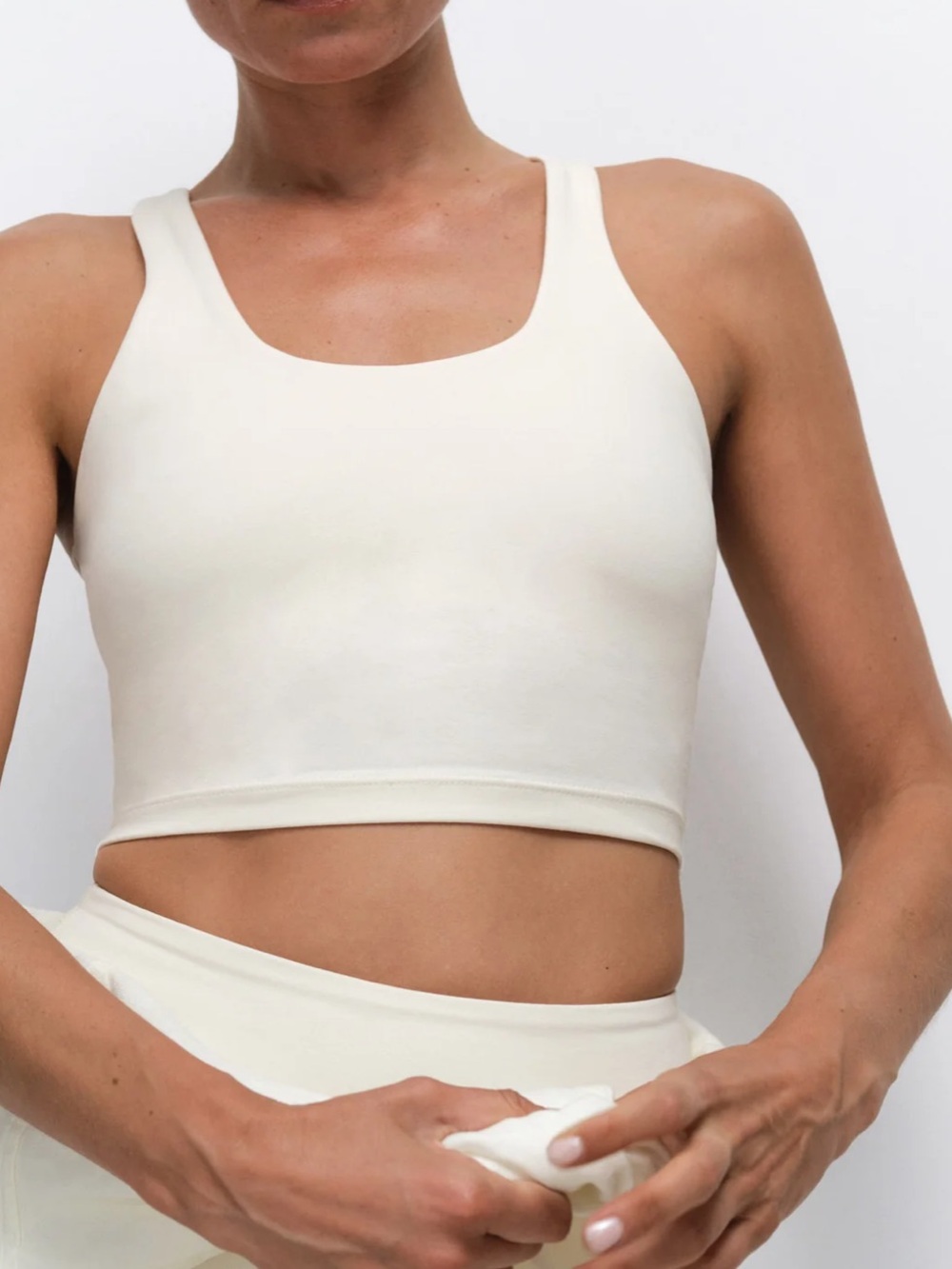 MATE the Label GOTS Organic Stretch Crop Racer Tank - CREAM, XS